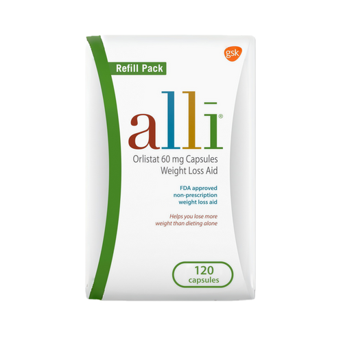 alli Weight Loss Diet Pills, Orlistat 60 mg Capsules, Non Prescription Weight Loss Aid, 120 Count Refill Pack